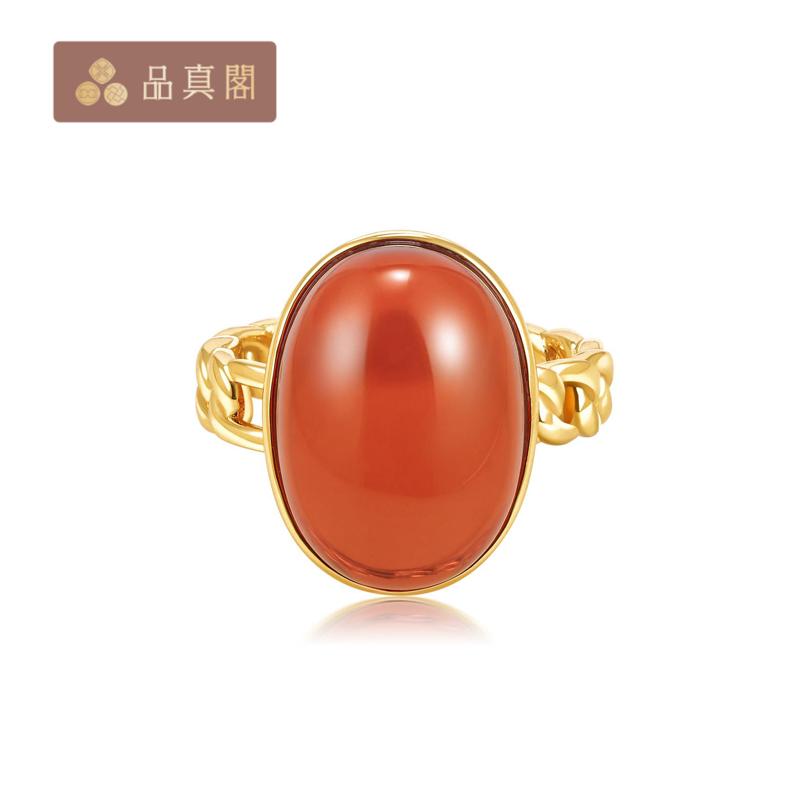 品真阁琥珀蜜蜡血珀蛋面戒指S925银镶嵌礼物送女友送妈妈活圈