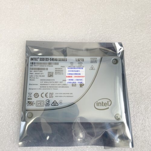 INTEL SSDSC2KB019T8 S4510 1.92T SSD SATA企业级服务器固态硬盘
