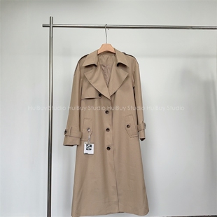 廓形单排扣翻领哑光长款 南韩智女姐感经典 风衣外套 会buy实拍