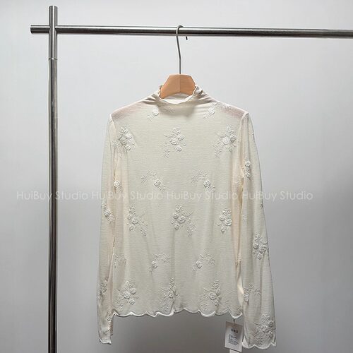 【会buy实拍】巨美～浪漫！重工~高领立体蕾丝打底衫舒适秋冬新款