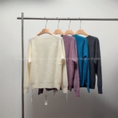 彩色拉绒羊毛衫 会buy实拍 百搭圆领无缝一体氛围感毛衣女秋冬