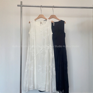 连衣裙女夏新26 森系无袖 很仙气很女神 韩国重工提花天丝宽松A字版