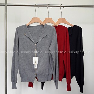 小开衫 简约小精致翻领温柔气质风显瘦针织长袖 女秋 会buy实拍