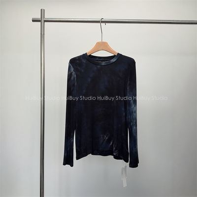 【会buy实拍】DU特洋气水墨扎染长袖T恤打底衫宽松内搭上衣女秋新