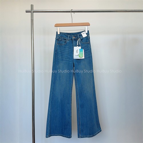 【会buy实拍】版型好秋季四面弹力阔腿微喇牛仔裤宽松显瘦显腿长
