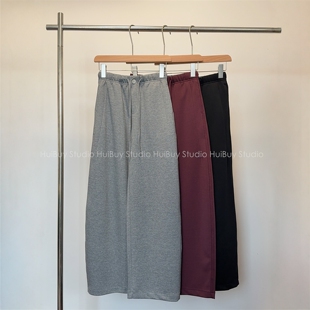 空气层阔腿高腰显瘦垂感休闲裤 呼吸氧气弯刀裤 春 会buy实拍