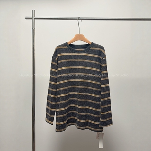 【会buy实拍】秋冬氛围感~加厚内搭超绝撞色绒毛感厚实条纹T恤冬