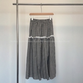 蕾丝拼接格子半身裙女2025年春夏新款 行走 气质 高腰显瘦A字长裙