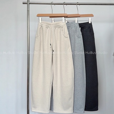 【会buy实拍】740g高克重~高腰显瘦加绒加厚弯刀裤宽松阔腿裤女冬