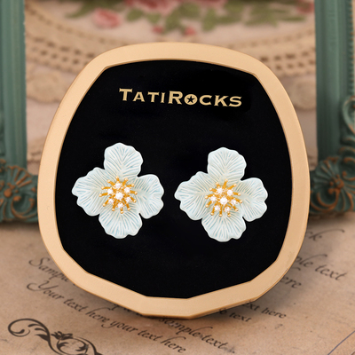 丹麦【设计师】Tatirocks珐琅花朵耳钉高级感轻奢女珍玩摆件耳环