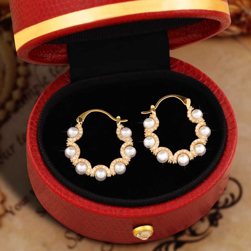 丹麦【设计师】Tatirocks满钻编织珍珠耳钉高级感轻奢新爆闪耳环