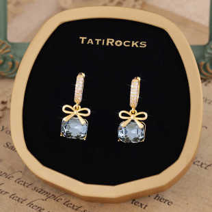 丹麦 Tatirocks蓝宝石耳钉高级感轻奢蝴蝶结领针耳环女 设计师