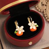 Tatirocks珐琅柿子花朵耳钉高级感轻奢耳环爆款 丹麦 设计师 女