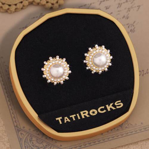 丹麦【设计师】Tatirocks太阳花小珍珠耳钉高级感轻奢女爆款耳环