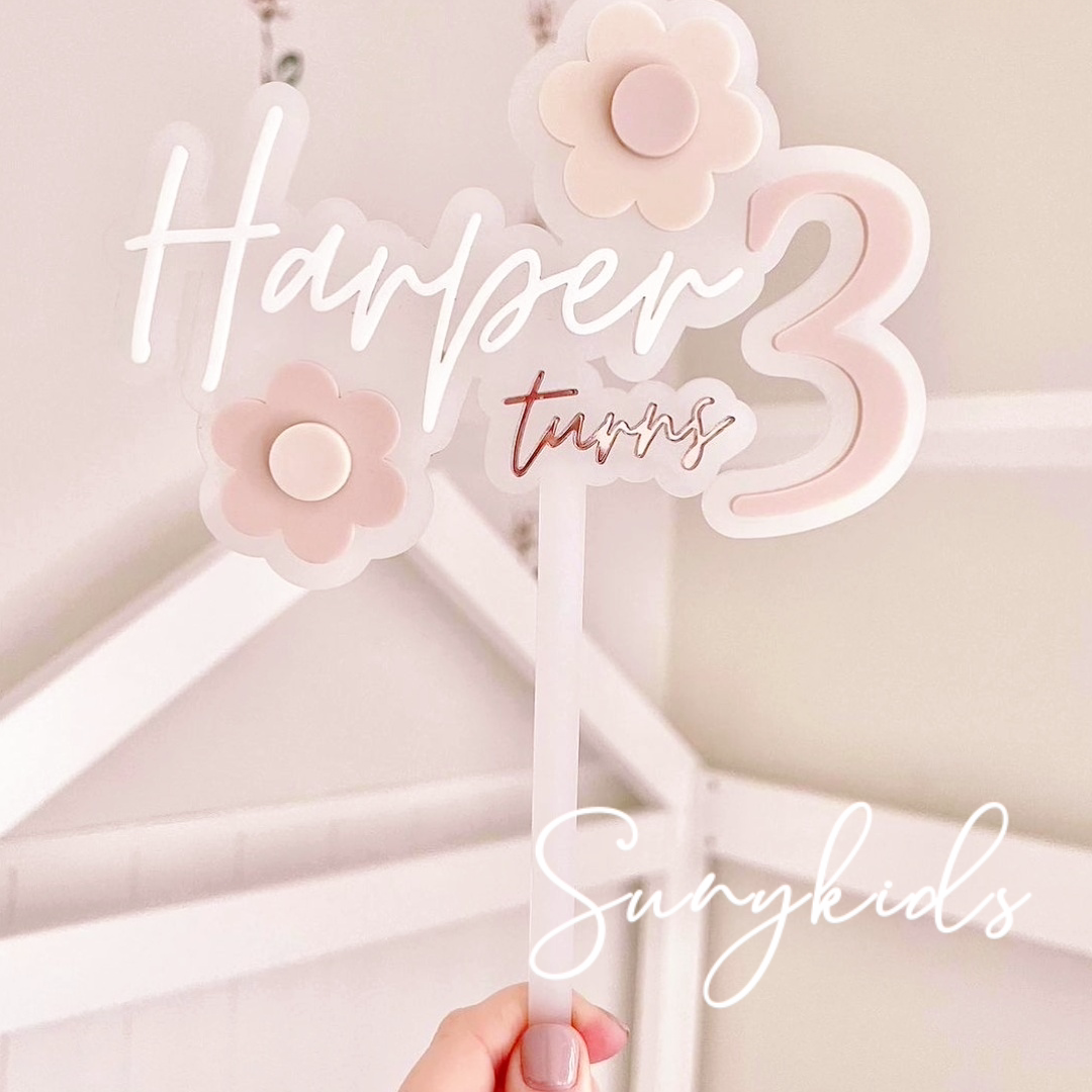 定制花朵名字蛋糕插牌甜品装饰