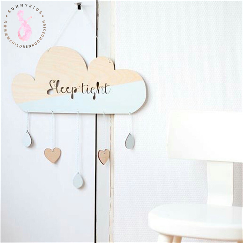 sunnykids儿童房定制云朵雨滴名牌宝宝文字定制手工DIY店铺门牌
