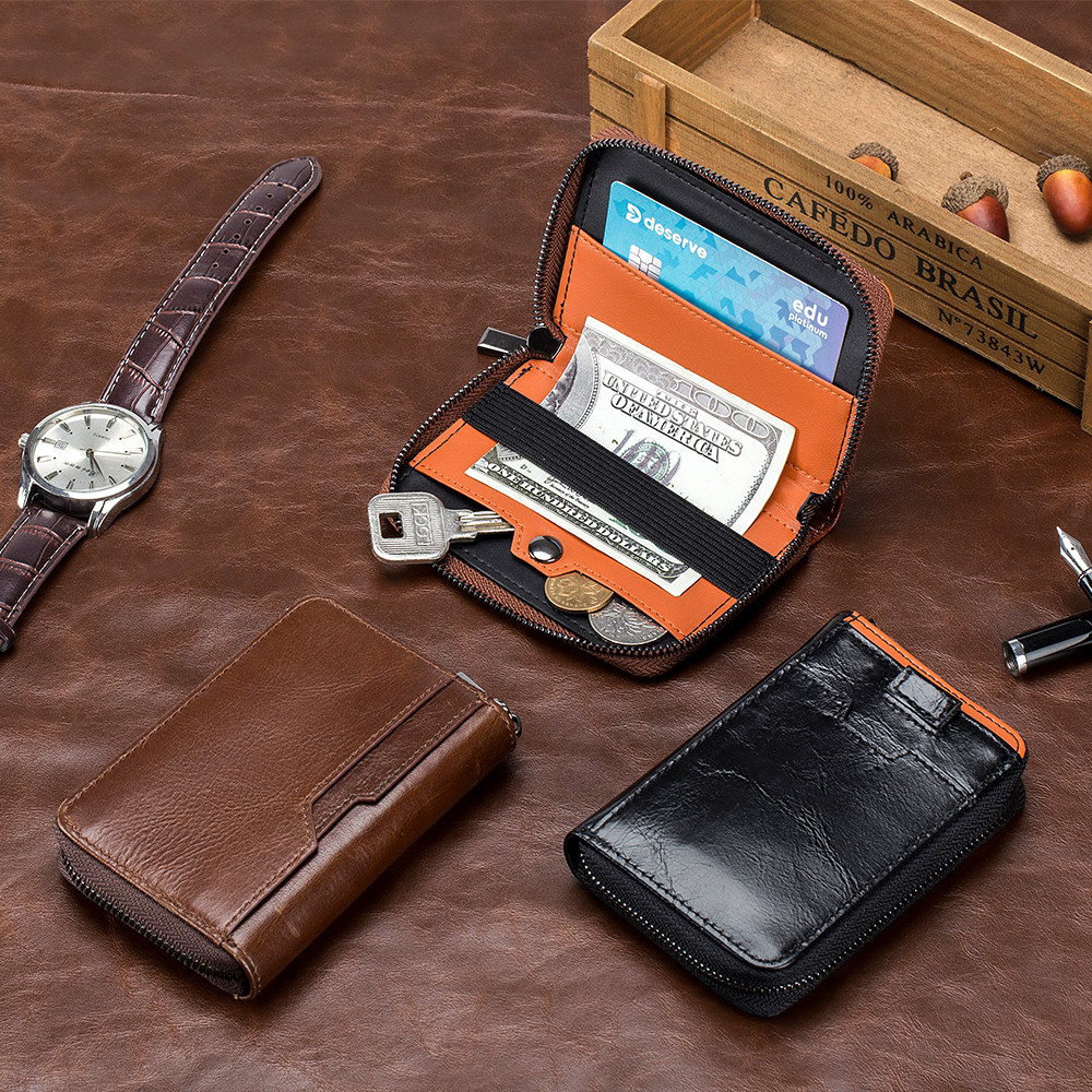 男士多功能一体钱包卡包头层牛皮