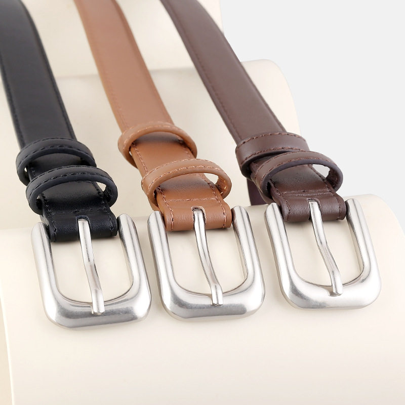 皮带女款真皮牛皮百搭简约针扣黑色装饰配裙牛仔裤西裤腰带高级感