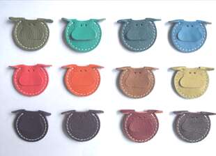 门禁卡套 diy手缝材料包 钥匙扣套 河马法羊皮电梯卡套 纯牛皮套