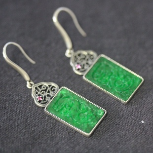 天然缅甸翡翠A货耳饰国风款S925银高级阳绿设计款送人礼物百搭款