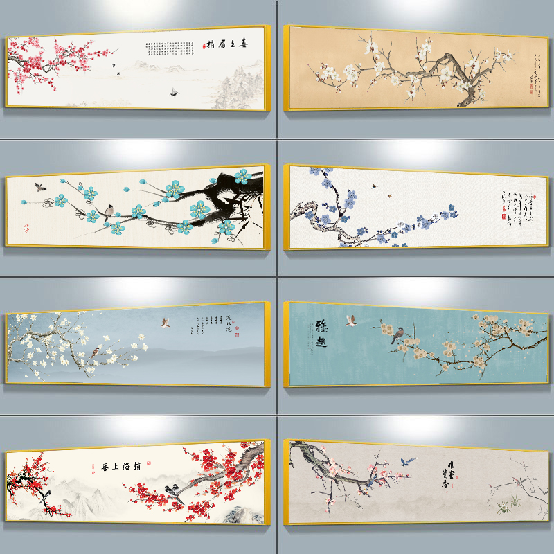 新中式卧室床头装饰画现代沙发主卧客厅背景墙画房间壁画风景挂画图片