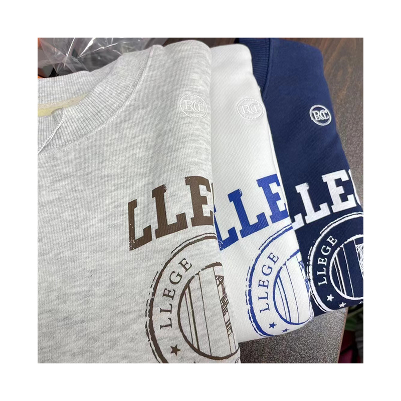 recto灰色白色简约纯棉材质女士短款美式圆领长袖卫衣