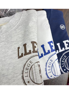 recto灰色白色简约纯棉材质女士短款美式圆领长袖卫衣