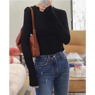 上衣亲肤透气 tee打底衫 baserange法式 法国竹棉纤维百搭圆领长袖