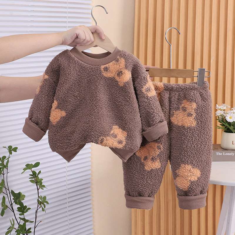 儿童睡衣1-2-3-4岁男宝宝珊瑚绒家居服套装婴儿居家两件套新生儿5