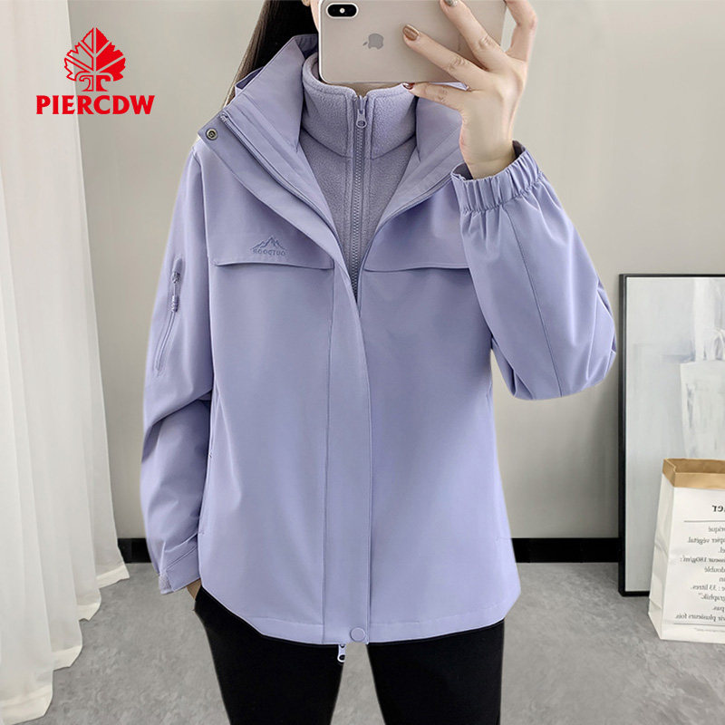 『PIERCDW帕瑞萨』三合一冲锋衣女户外秋冬季休闲运动情侣登山服