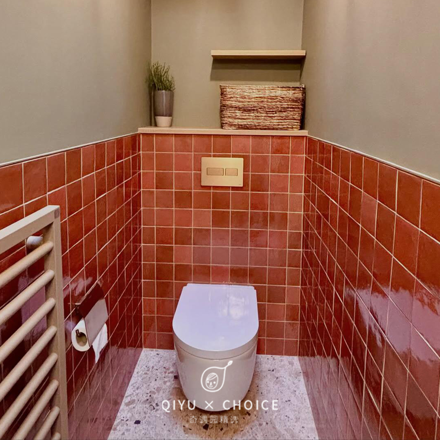 进口渐变珊瑚红小方砖餐厅民宿瓷砖厨房卫生间墙砖100&times;100背景墙