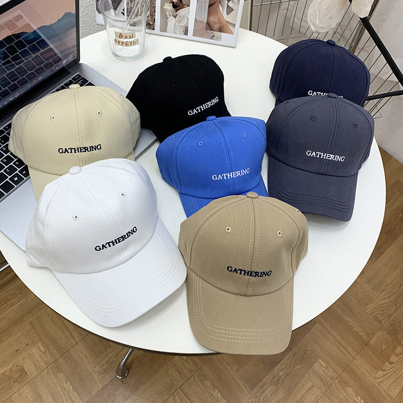 夏季百搭字母鸭舌帽女大头围软顶显脸小刺绣纯色遮阳防晒棒球帽子