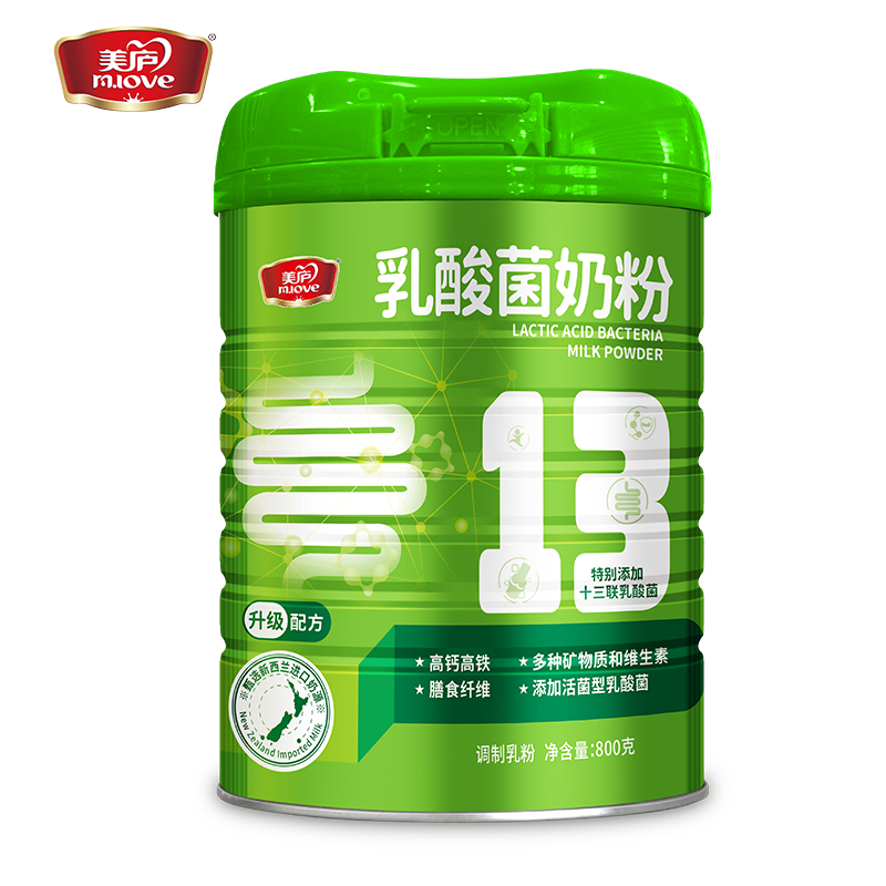 美庐乳酸菌高钙高铁膳食纤维营养奶粉800g