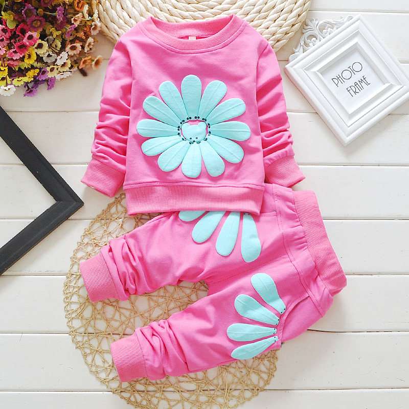 0-4岁女童洋气大花套装新款韩版春秋季宝宝纯棉休闲裤小童两件套