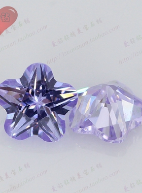 变蓝色五角梅花合成CZ宝石锆石 变兰色散珠嵌入耳钉配饰首饰DIY