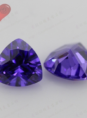 紫蓝兰肥三角形锆石裸石戒面 胖三角尖底紫色钻人造宝石CZ仿钻DIY