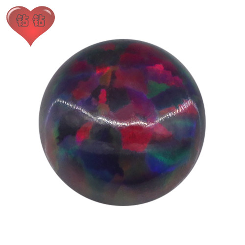 暗红色圆形平底素面人造欧泊石宝石OPAL 蛋面澳宝裸石戒指#13-3