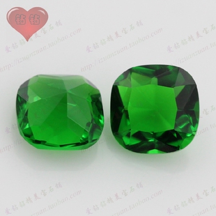 肥正方绿色玻璃戒面裸石 枕形绿玻人造绿宝石镶戒指吊坠首饰主石