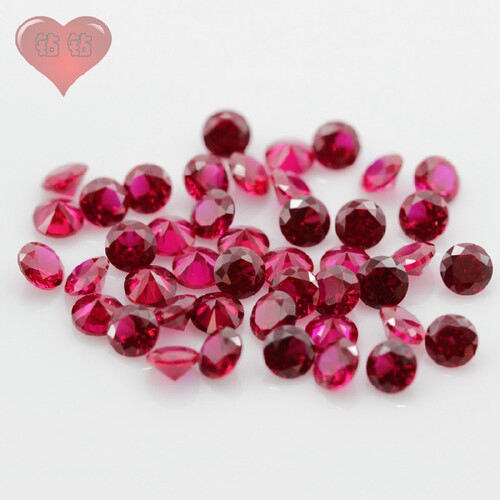 8#鸽血红红刚玉小圆形裸石 尖底人造合成红宝石Ruby散珠0.8~5mm