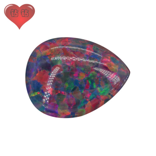 水滴形合成欧泊石平底素面 梨形戒面暗红色澳宝OPAL裸石#13-3