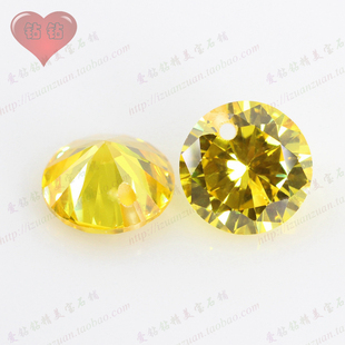 打孔单孔钻锆石金黄带孔裸钻diy 圆形黄色尖底CZ裸石耳钉耳夹耳环