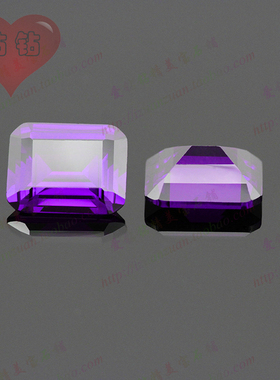 紫色祖母绿形切工锆石裸石 紫兰色紫蓝色长方倒角车平切割CZ戒面