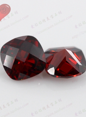 石榴红色肥正方尖底龟面锆石裸石 大红色玫瑰切面锆石裸石diy配饰