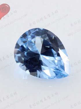 108#梨形浅蓝淡蓝浅水蓝尖晶裸石 水滴形裸钻吊坠戒指戒面主石diy