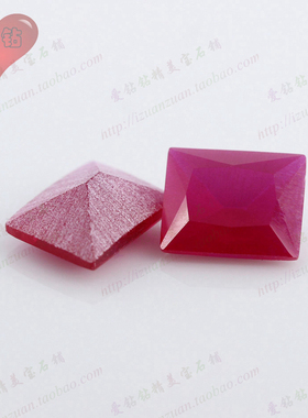 5#红刚玉长方形直角砂底裸石 Ruby红宝石戒面戒指配石diy配饰镶嵌