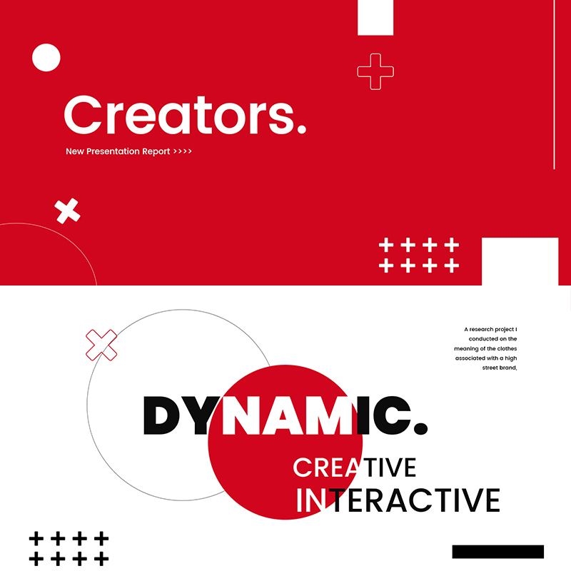 XY287提案PPT模版红色潮流总结时尚艺术黑白灰简约公司介绍时尚