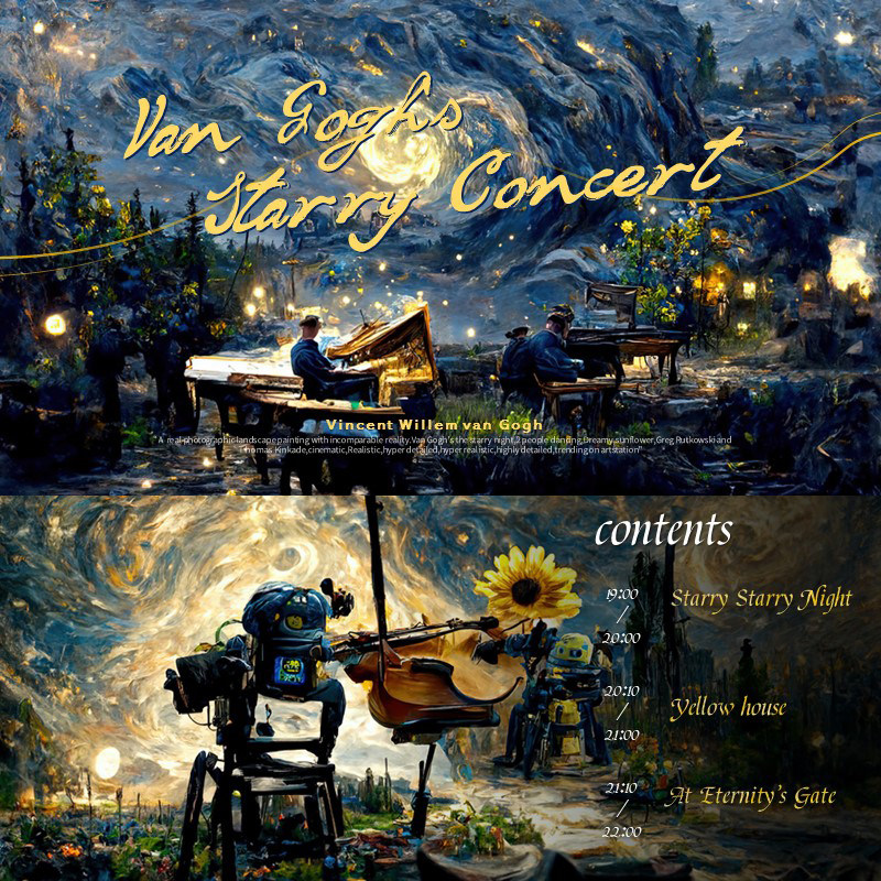 xy313艺术星空ppt模版梵高舞会ai作画油画蓝黄紫夜晚大气想象力