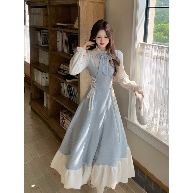 新款宫廷风复古收腰绝美长裙