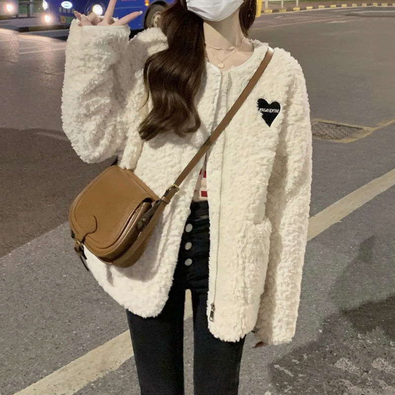 软糯加绒外套冬季2021新款洋气设计感小众圆领棉服上衣女装ins潮