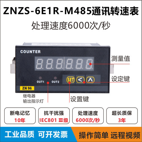 ZNZS2-6E1R-M485通讯转速表485